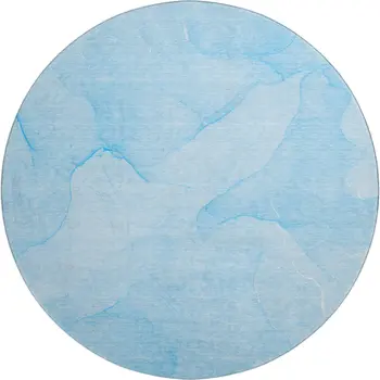 8' Blue And Ivory Abstract Washable Round Rug With UV Protection
