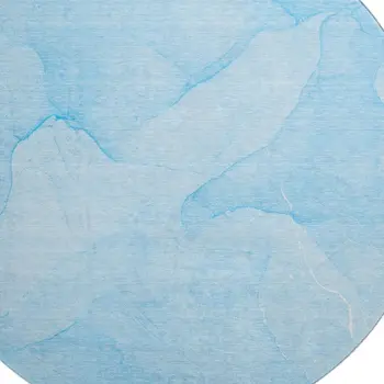8' Blue And Ivory Abstract Washable Round Rug With UV Protection