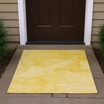 3' X 5' Gold And Ivory Abstract Washable Area Rug With UV Protection
