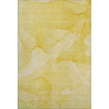 5' X 8' Gold And Ivory Abstract Washable Area Rug With UV Protection