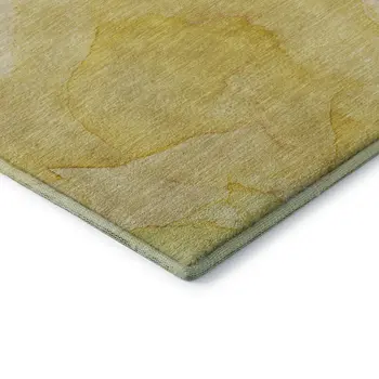 5' X 8' Gold And Ivory Abstract Washable Area Rug With UV Protection