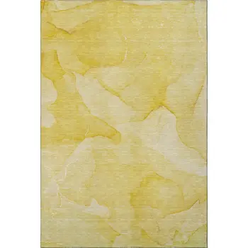 8' X 10' Gold And Ivory Abstract Washable Area Rug With UV Protection