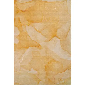 3' X 5' Orange And Ivory Abstract Washable Area Rug With UV Protection