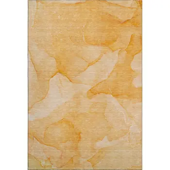 5' X 8' Orange And Ivory Abstract Washable Area Rug With UV Protection