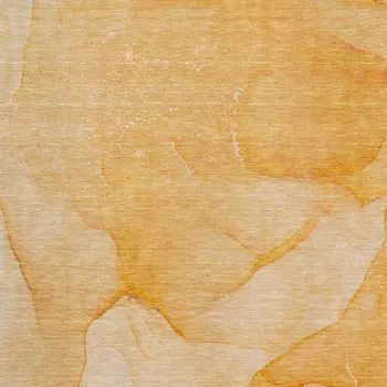 9' X 12' Orange And Ivory Abstract Washable Area Rug With UV Protection