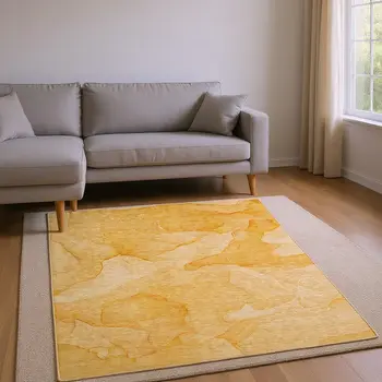 10' X 14' Orange And Ivory Abstract Washable Area Rug With UV Protection