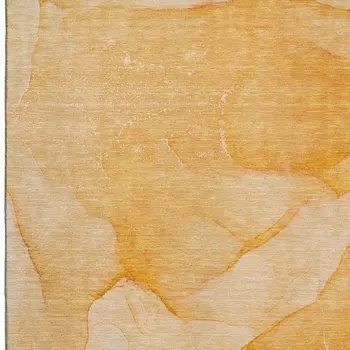 10' X 14' Orange And Ivory Abstract Washable Area Rug With UV Protection