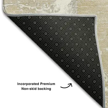 5' X 8' Beige And Ivory Abstract Washable Area Rug With UV Protection