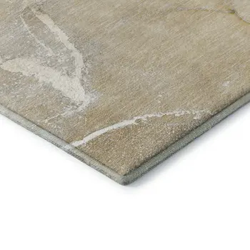 5' X 8' Beige And Ivory Abstract Washable Area Rug With UV Protection