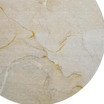 8' Beige And Ivory Abstract Washable Round Rug With UV Protection