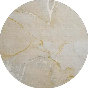 8' Beige And Ivory Abstract Washable Round Rug With UV Protection