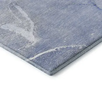 5' X 8' Blue And Ivory Abstract Washable Area Rug With UV Protection