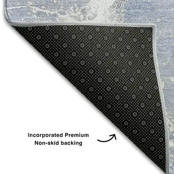 10' X 14' Blue And Ivory Abstract Washable Area Rug With UV Protection