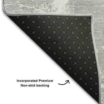 8' Gray And Ivory Abstract Washable Round Rug With UV Protection