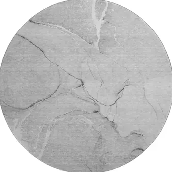 8' Gray And Ivory Abstract Washable Round Rug With UV Protection