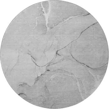 8' Gray And Ivory Abstract Washable Round Rug With UV Protection