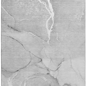 9' X 12' Gray And Ivory Abstract Washable Area Rug With UV Protection