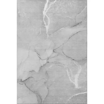10' X 14' Gray And Ivory Abstract Washable Area Rug With UV Protection