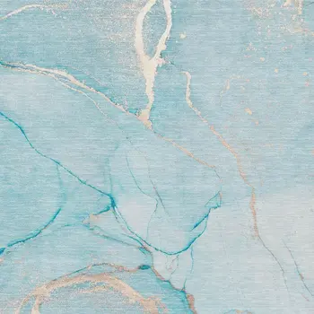 10' X 14' Teal And Ivory Abstract Washable Area Rug With UV Protection
