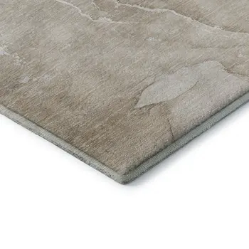 5' X 8' Beige And Ivory Abstract Washable Area Rug With UV Protection