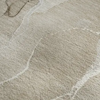 5' X 8' Beige And Ivory Abstract Washable Area Rug With UV Protection