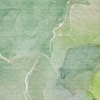 3' X 5' Green And Ivory Abstract Washable Area Rug With UV Protection