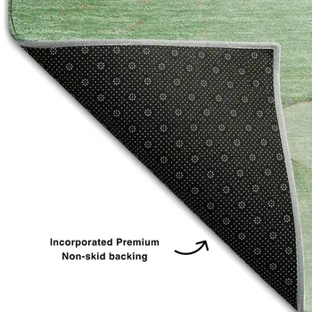 5' X 8' Green And Ivory Abstract Washable Area Rug With UV Protection