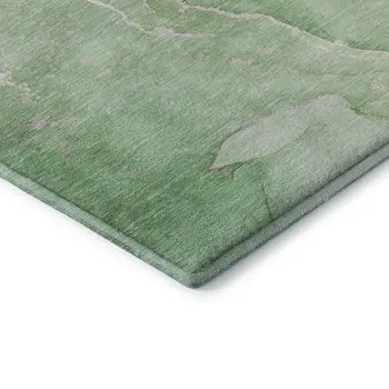 5' X 8' Green And Ivory Abstract Washable Area Rug With UV Protection