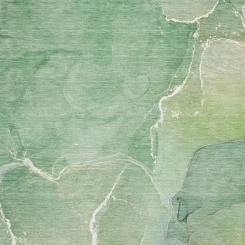 5' X 8' Green And Ivory Abstract Washable Area Rug With UV Protection