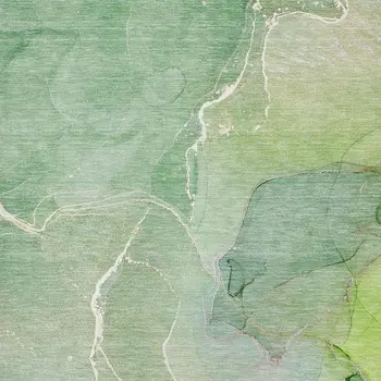 9' X 12' Green And Ivory Abstract Washable Area Rug With UV Protection