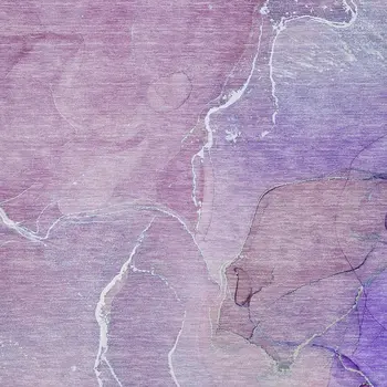 3' X 5' Purple And Ivory Abstract Washable Area Rug With UV Protection