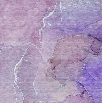 5' X 8' Purple And Ivory Abstract Washable Area Rug With UV Protection