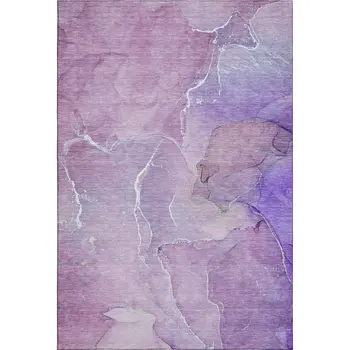 9' X 12' Purple And Ivory Abstract Washable Area Rug With UV Protection