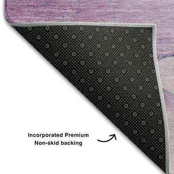 9' X 12' Purple And Ivory Abstract Washable Area Rug With UV Protection