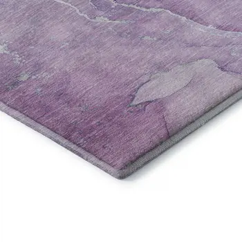 9' X 12' Purple And Ivory Abstract Washable Area Rug With UV Protection
