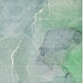 9' X 12' Teal And Ivory Abstract Washable Area Rug With UV Protection