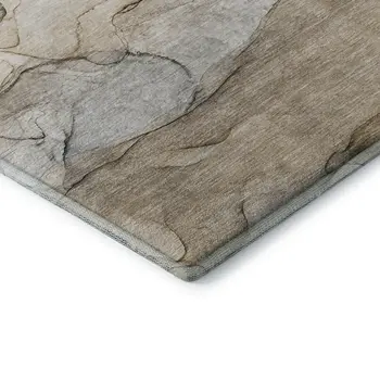 8' Beige And Ivory Abstract Washable Round Rug With UV Protection