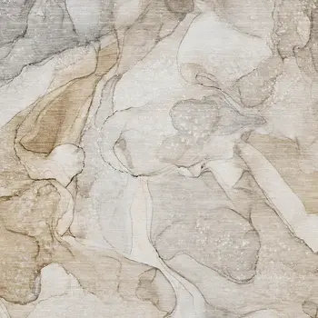 9' X 12' Beige And Ivory Abstract Washable Area Rug With UV Protection