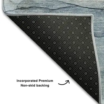 3' X 5' Blue And Ivory Abstract Washable Area Rug With UV Protection