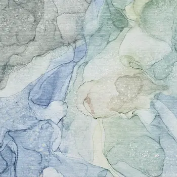 9' X 12' Blue And Ivory Abstract Washable Area Rug With UV Protection