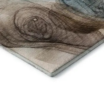 9' X 12' Beige Ivory And Blue Abstract Washable Area Rug With UV Protection