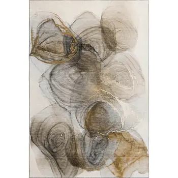 3' X 5' Brown And Ivory Abstract Washable Area Rug With UV Protection