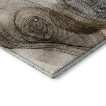 3' X 5' Brown And Ivory Abstract Washable Area Rug With UV Protection