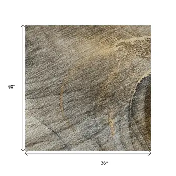 3' X 5' Brown And Ivory Abstract Washable Area Rug With UV Protection