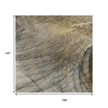 9' X 12' Brown And Ivory Abstract Washable Area Rug With UV Protection