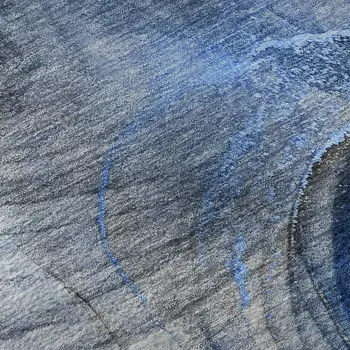 8' Navy Blue And Ivory Abstract Washable Round Rug With UV Protection