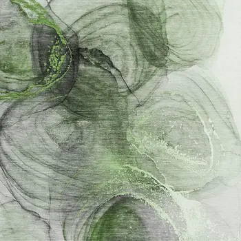 3' X 5' Olive Green And Ivory Abstract Washable Area Rug With UV Protection