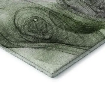 8' X 10' Olive Green And Ivory Abstract Washable Area Rug With UV Protection
