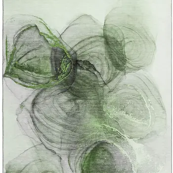 8' X 10' Olive Green And Ivory Abstract Washable Area Rug With UV Protection