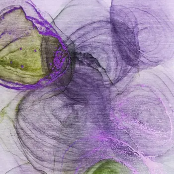 5' X 8' Purple Green And Ivory Abstract Washable Area Rug With UV Protection